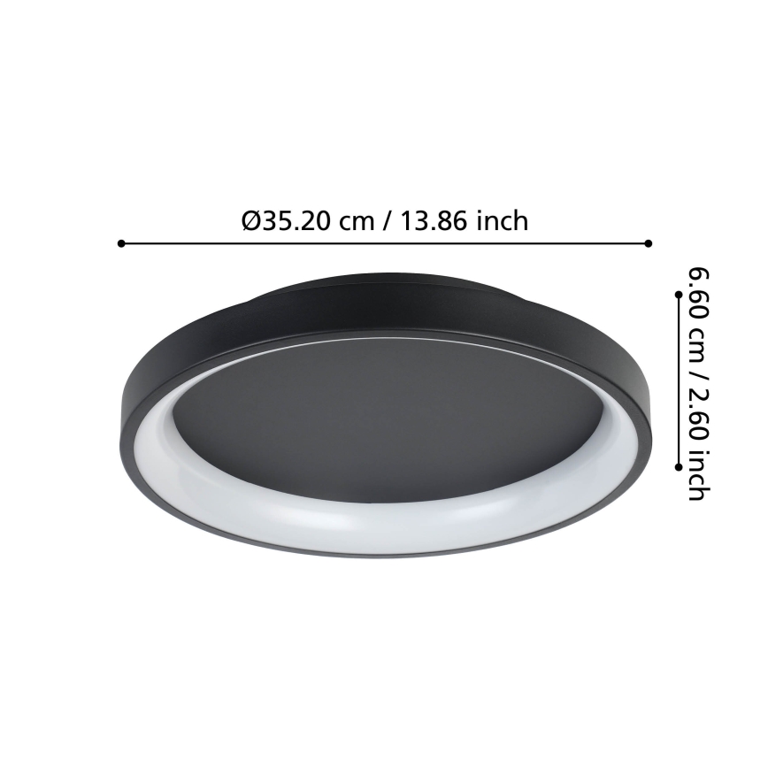 Eglo - Світлодіодний стельовий світильник з регулюванням яскравості LED/12W/230V 2700-6500K чорний + пульт дистанційного керування