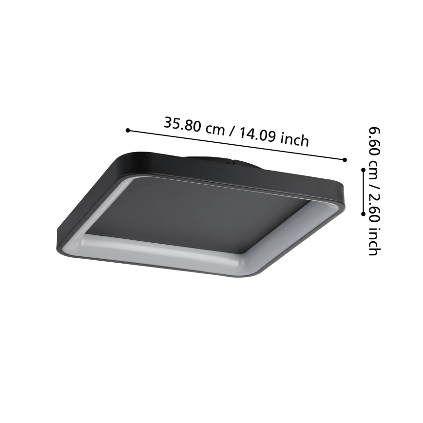 Eglo - Светодиодный потолочный светильник с регулированием яркости LED/12W/230V 2700-6500K черный + дистанционное управление