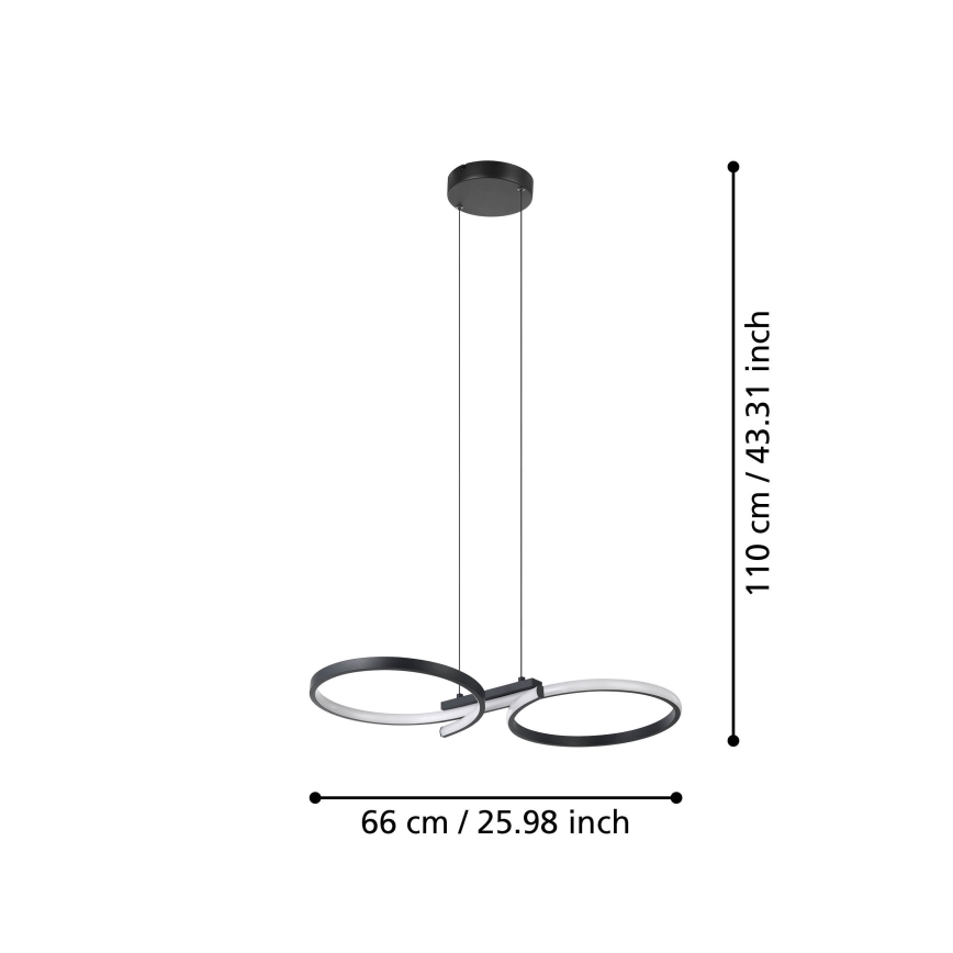Eglo - Светодиодная подвесная люстра LED/21W/230V 3000K черный