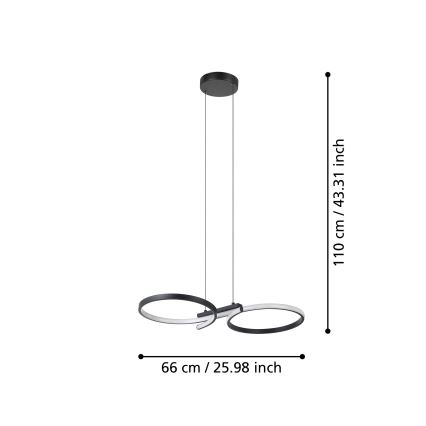 Eglo - Світлодіодна підвісна люстра LED/21W/230V 3000K чорний