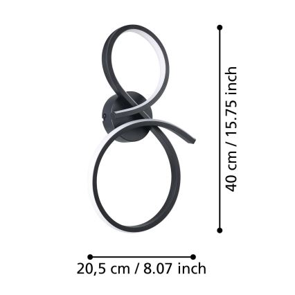 Eglo - Светодиодный настенный светильник LED/11,4W/230V 3000K черный