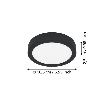 Eglo - LED стельовий світильник LED/7,5 Вт/230 В 2700/4000/6500 К діам. 16,6 см чорний