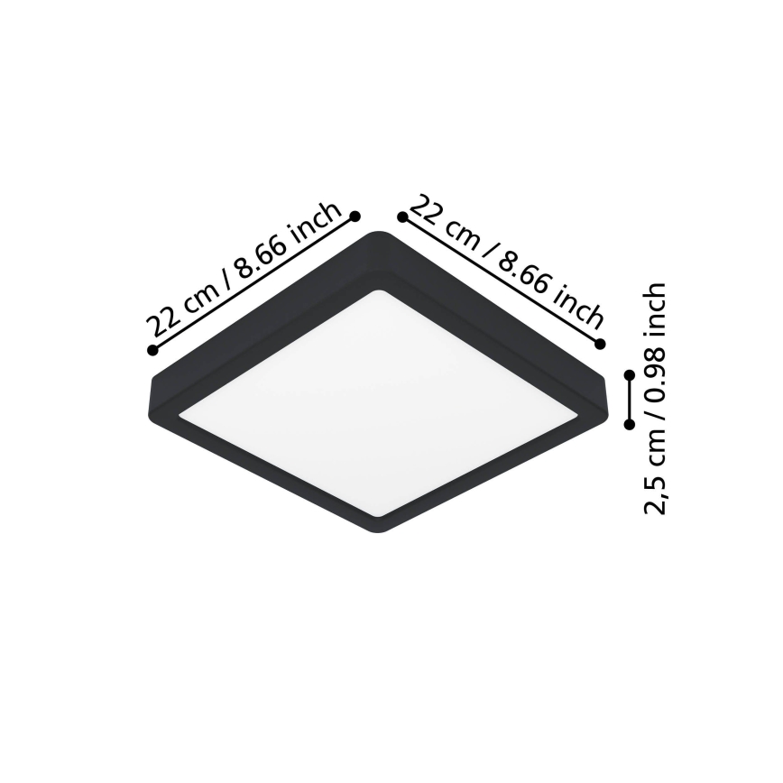 Eglo - стельовий світильник LED/10,5W/230V 2700/4000/6500K 22x22cm чорний