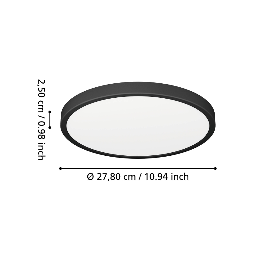 Eglo - LED стельовий світильник для ванної кімнати LED/14,2W/230V 2700/4000/6500K діаметр 27,8 см IP44 чорний