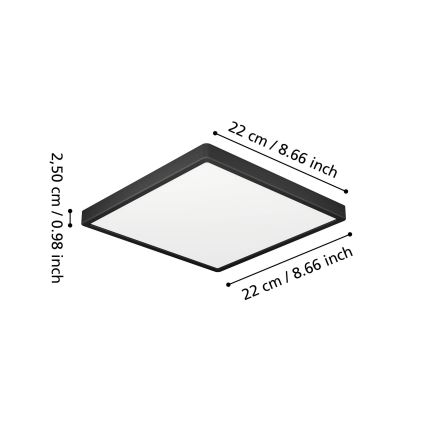 Eglo - LED стельовий світильник для ванної кімнати LED/10,5 Вт/230 В 2700/4000/6500 К 22×22 см IP44 чорний