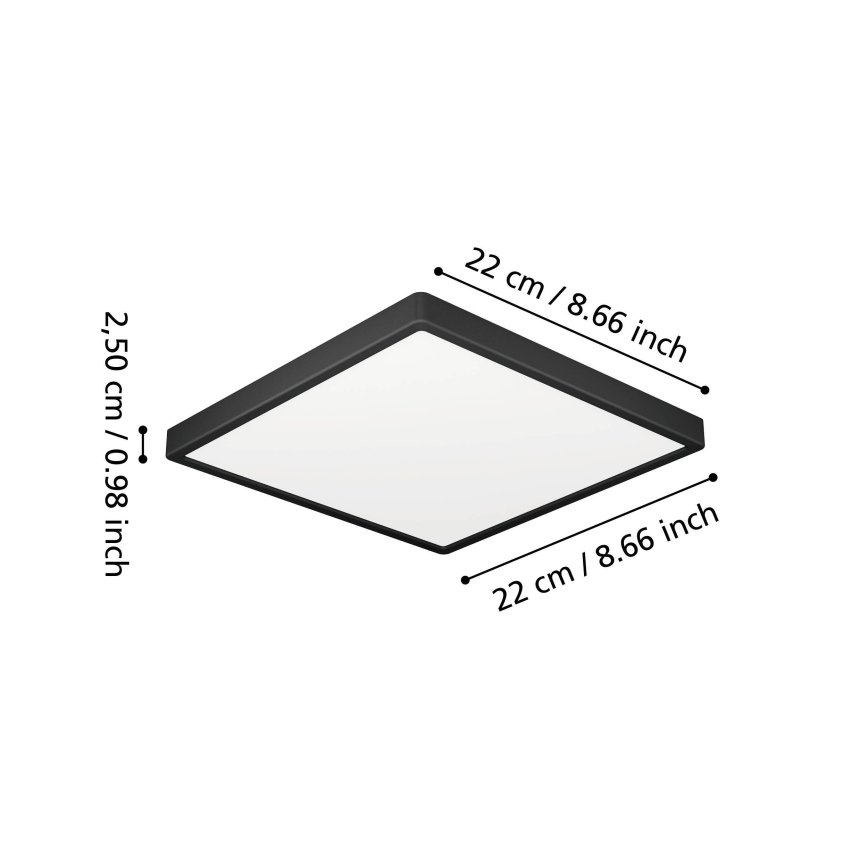 Eglo - LED стельовий світильник для ванної кімнати LED/10,5 Вт/230 В 2700/4000/6500 К 22×22 см IP44 чорний