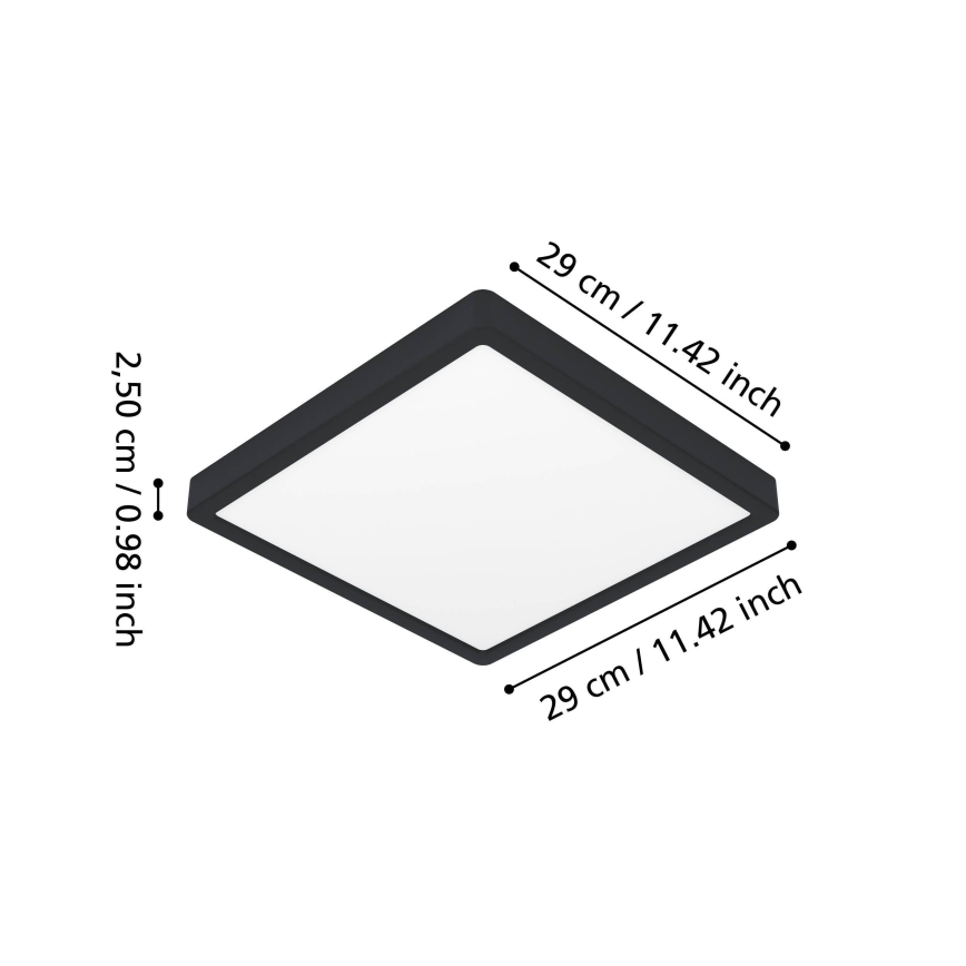 Eglo - Світлодіодний стельовий світильник для ванної кімнати LED/13 Вт/230 В 29x29 см IP44 чорний