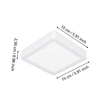 Eglo - LED стельовий світильник для ванної кімнати LED/7W/230V 2700/4000/6500K 15x15 см IP44 білий