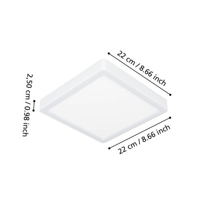 Eglo - LED стельовий світильник для ванної кімнати LED/10,5W/230V 2700/4000/6500K 22x22 cm IP44 білий