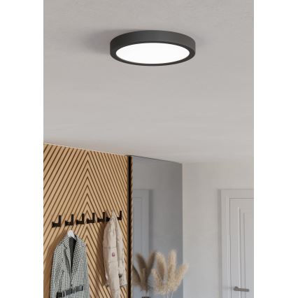 Eglo - LED RGBW димований стельовий світильник для ванної кімнати LED/11,2W/230V 2700-6500K діам. 21,1 см IP44 чорний
