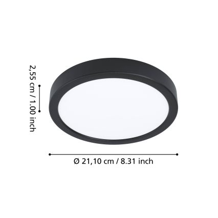 Eglo - LED RGBW димований стельовий світильник для ванної кімнати LED/11,2W/230V 2700-6500K діам. 21,1 см IP44 чорний