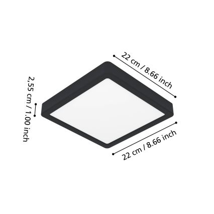 Eglo - LED RGBW Диммируемый светодиодный потолочный светильник для ванной комнаты LED/10,5W/230V 2700-6500K 22x22 cm IP44 черный