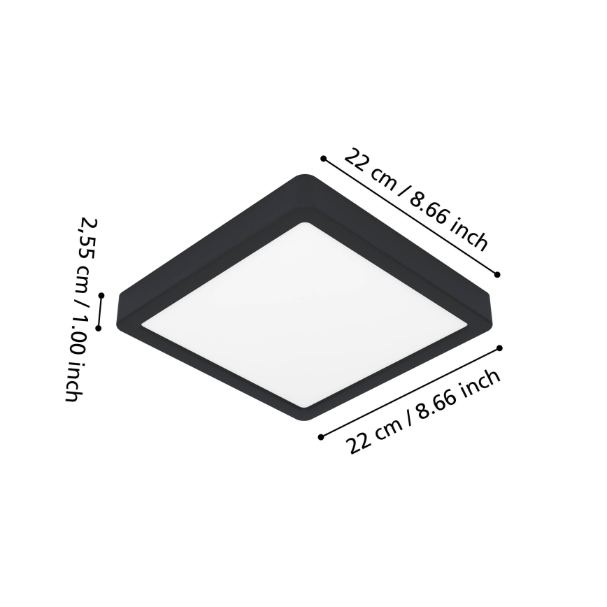 Eglo - LED RGBW Диммируемый светодиодный потолочный светильник для ванной комнаты LED/10,5W/230V 2700-6500K 22x22 cm IP44 черный