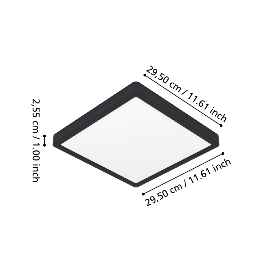 Eglo - LED RGBW затемнюваний стельний світильник для ванної кімнати LED/13,5Вт/230В 2700-6500К 29,5x29,5 см IP44 чорний