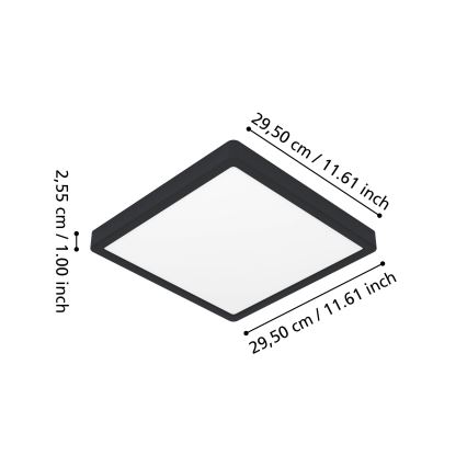 Eglo - LED RGBW диммируемый потолочный светильник для ванной LED/13,5W/230V 2700-6500K 29,5x29,5 cm IP44 чёрный