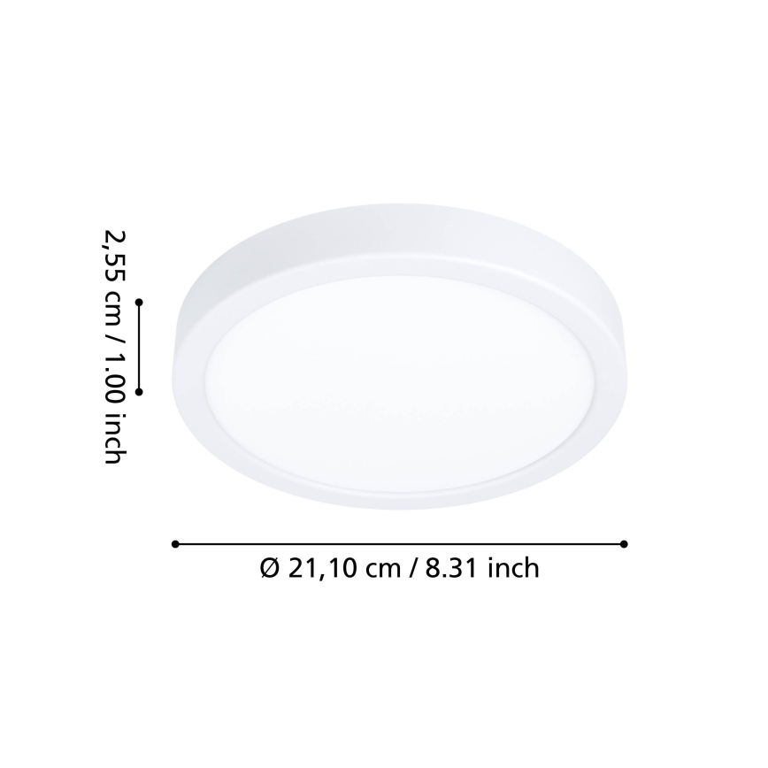Eglo - диммируемый RGBW LED потолочный светильник для ванной, 11,2 Вт/230 В, 2700-6500 К, диаметр 21,1 см, IP44, белый