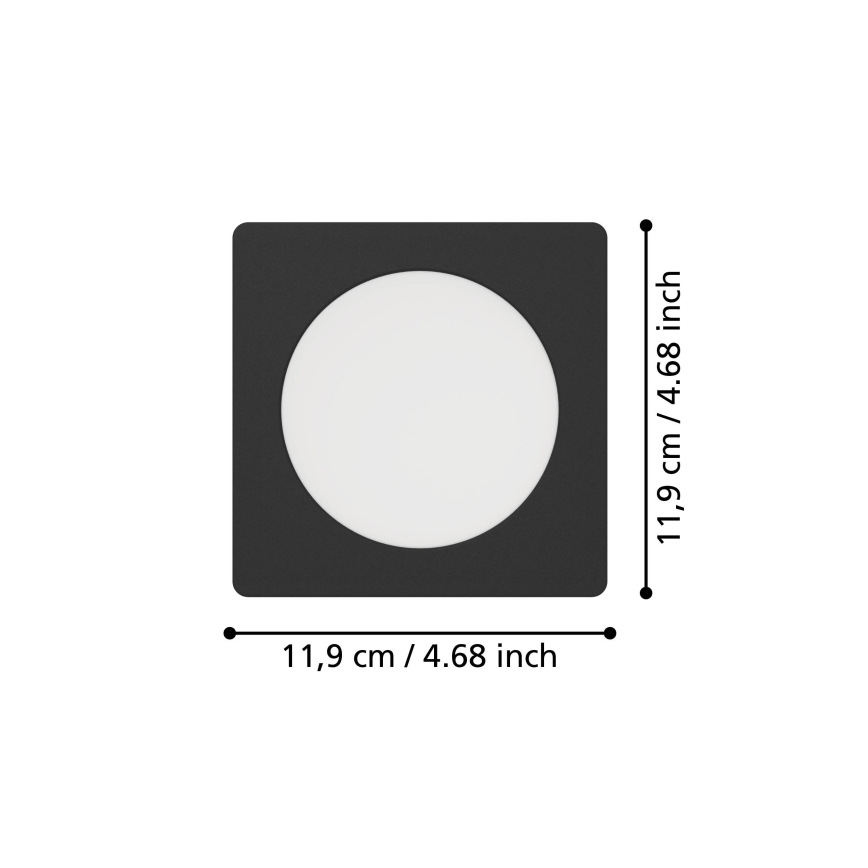 Eglo - вбудований стельовий світильник LED/6,3W/230V 2700/4000/6500K 11,9x11,9 cm чорний