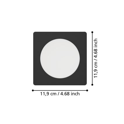 Eglo - LED встраиваемый потолочный светильник LED/6,3 Вт/230 В 2700/4000/6500 К 11,9x11,9 см черный