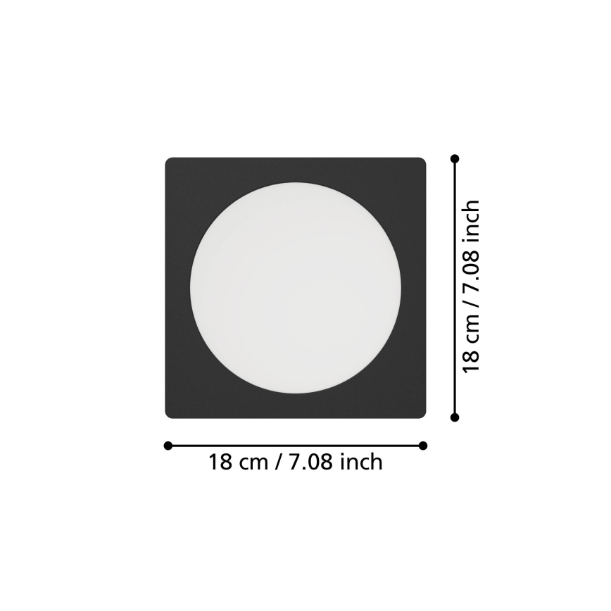 Eglo - LED вбудований світильник LED/10,5W/230V 2700/4000/6500K 16,6x16,6 cm чорний