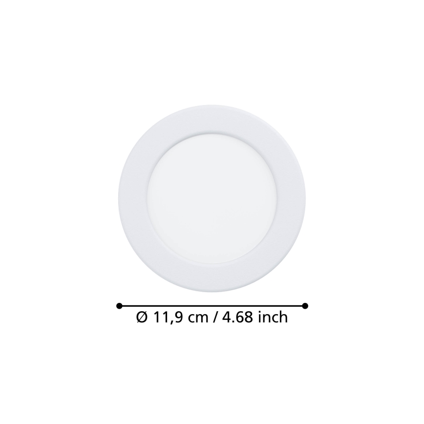 Eglo - вбудований світильник LED, 6,3 Вт, 230 В, 2700/4000/6500 К, діаметр 11,9 см, білий