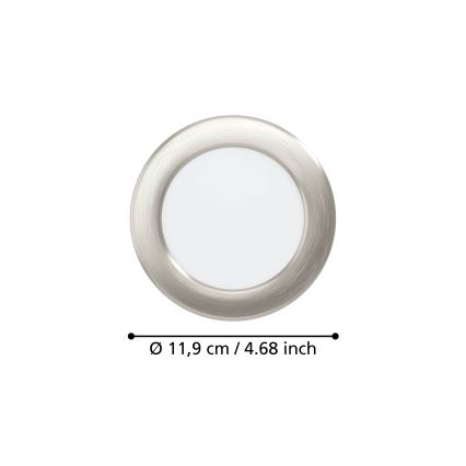 Eglo - LED встраиваемый потолочный светильник LED/6,3W/230V 2700/4000/6500K диаметр 11,9 см матовый хром