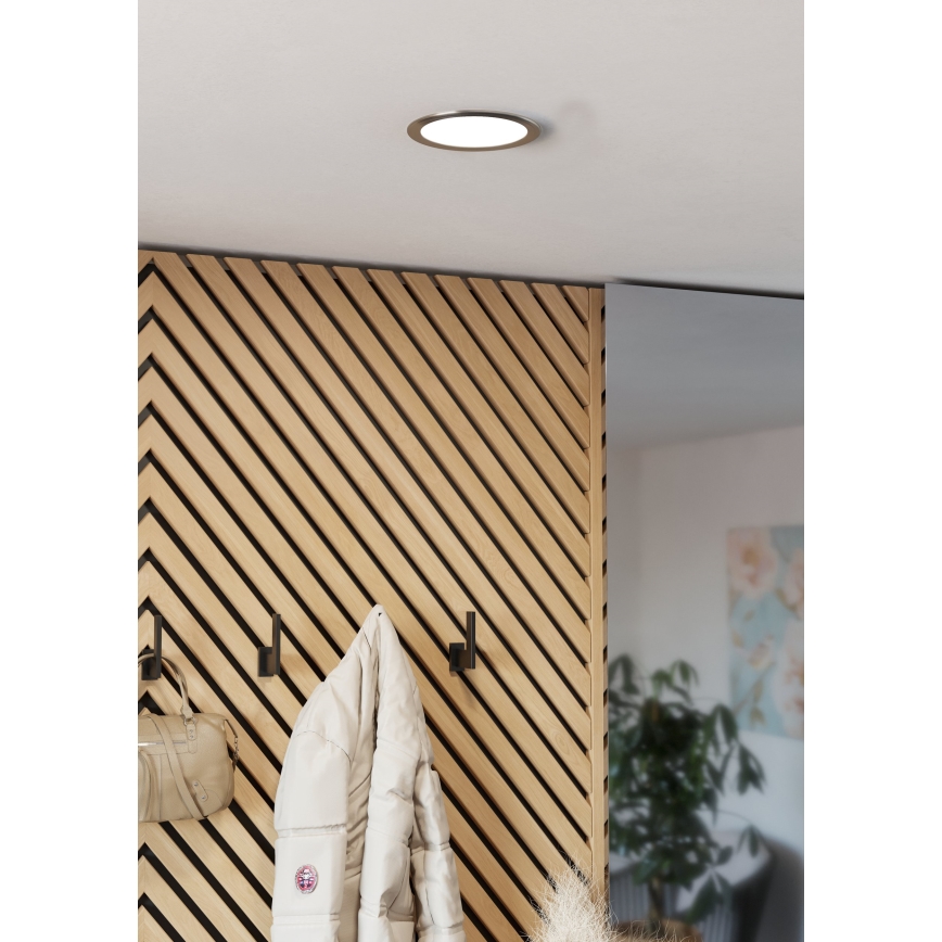 Eglo - вбудований LED‑світильник, 10,5 Вт, 230 В, 2700/4000/6500 К, діаметр 16,8 см, матовий хром