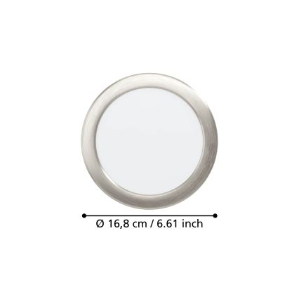 Eglo - вбудований LED‑світильник, 10,5 Вт, 230 В, 2700/4000/6500 К, діаметр 16,8 см, матовий хром