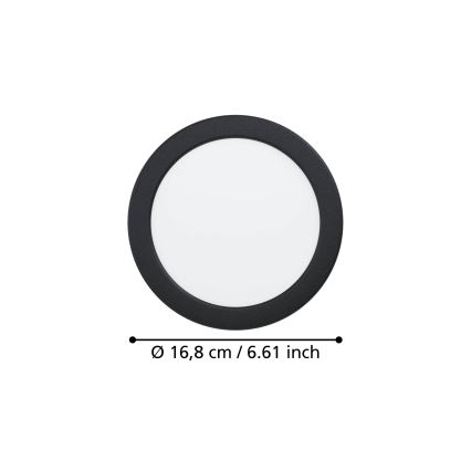 Eglo - LED встраиваемый потолочный светильник для ванной комнаты LED/10,5W/230V 2700/4000/6500K диаметр 16,8 см IP44 чёрный