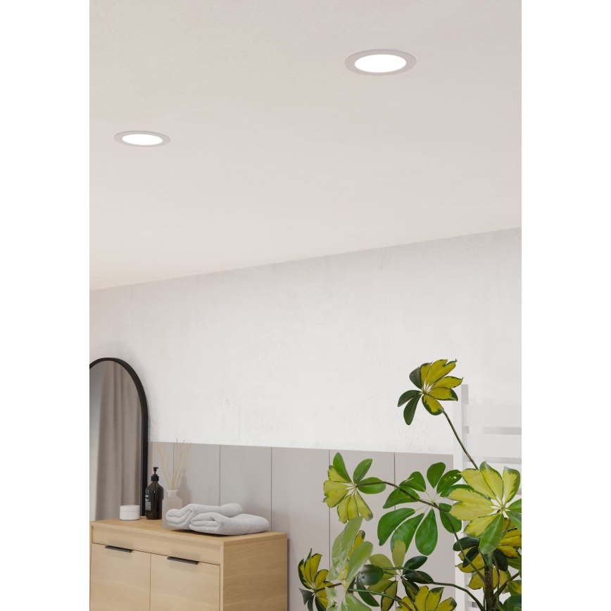 Eglo - встраиваемый LED-потолочный светильник для ванной комнаты, 6,3 Вт, 230 В, 2700/4000/6500 К, диам. 11,9 см, IP44, белый