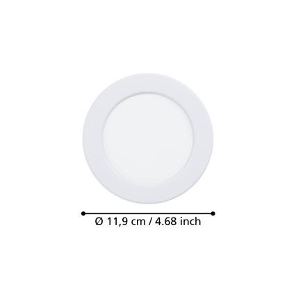 Eglo - встраиваемый LED-потолочный светильник для ванной комнаты, 6,3 Вт, 230 В, 2700/4000/6500 К, диам. 11,9 см, IP44, белый