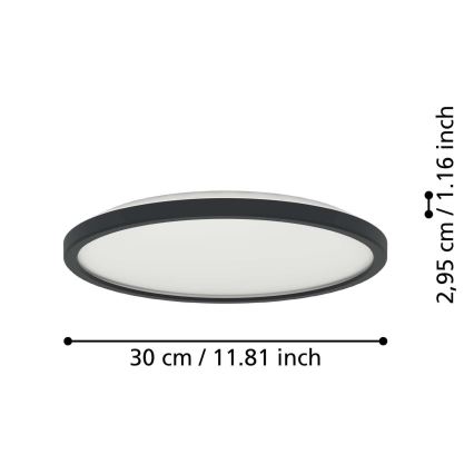 Eglo - Світильник для ванної кімнати стельовий LED/13,9W/230V 2700/4000/6500K діам. 30 см IP44 чорний