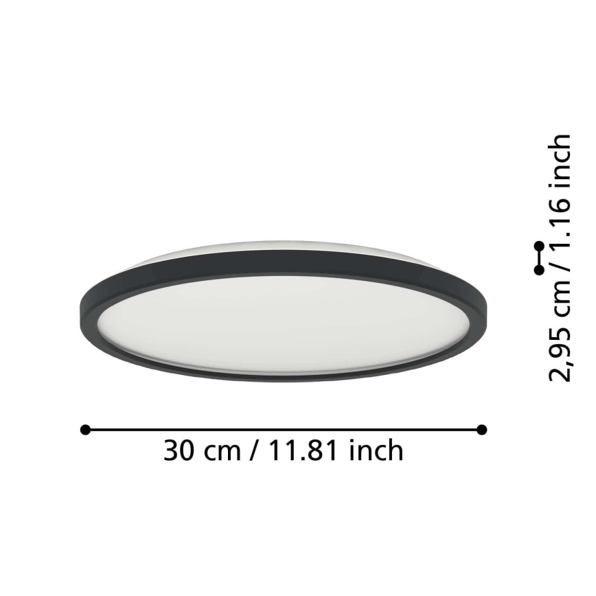 Eglo - Світлодіодний стельовий світильник для ванної кімнати LED/13,9W/230V 2700/4000/6500K діаметр 30 см IP44 чорний