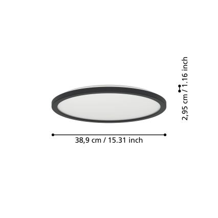 Eglo - Светодиодный потолочный светильник для ванной комнаты LED/18,5W/230V 2700K/4000K/6500K диаметр 38,9 см IP44 черный