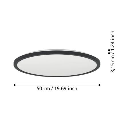 Eglo - Світлодіодний стельовий світильник для ванної кімнати LED/16,8W/230V 2700/4000/6500K діаметр 50 см IP44 чорний