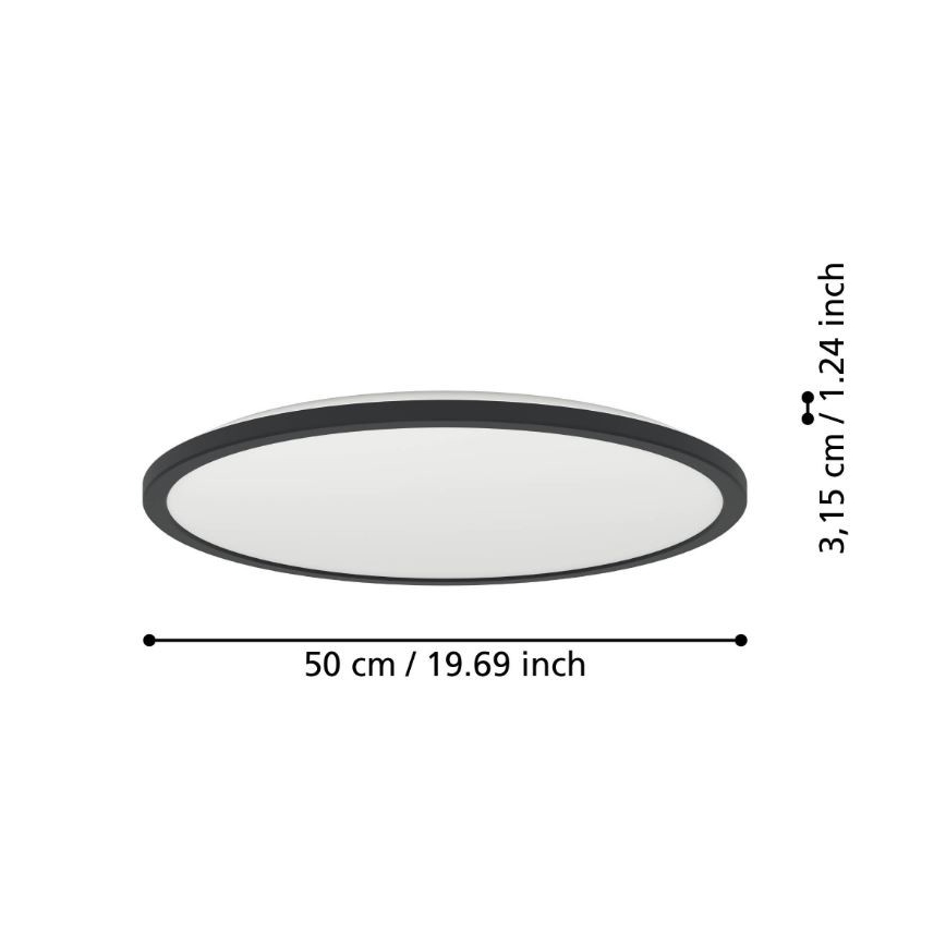 Eglo - Світлодіодний стельовий світильник для ванної кімнати LED/16,8W/230V 2700/4000/6500K діаметр 50 см IP44 чорний