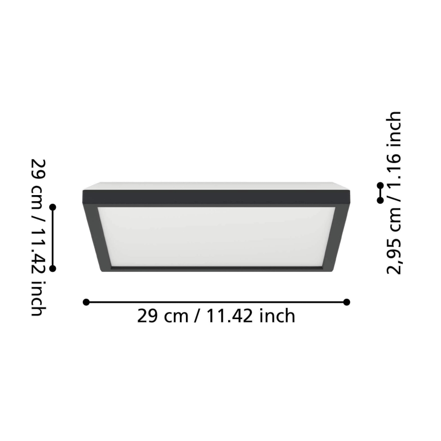 Eglo - Светодиодный уличный потолочный светильник LED/13,4W/230V 2700/4000/6500K 29x29 см IP44 черный