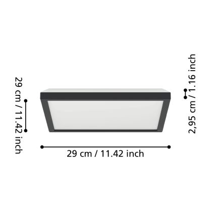 Eglo - Світлодіодний стельовий світильник для ванної кімнати LED/13,4W/230V 2700/4000/6500K 29x29 см IP44 чорний