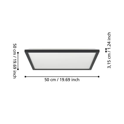 Eglo - Світлодіодний стельовий світильник для ванної кімнати LED/17W/230V 2700/4000/6500K 50x50 см IP44 чорний