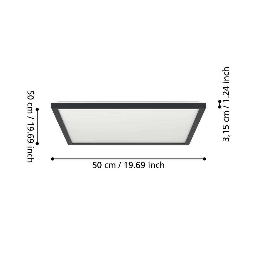 Eglo - Світлодіодний стельовий світильник для ванної кімнати LED/17W/230V 2700/4000/6500K 50x50 см IP44 чорний