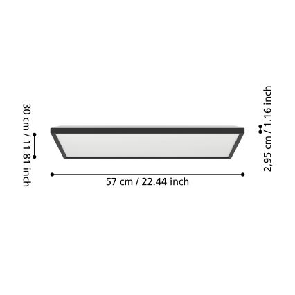 Eglo - Світлодіодний стельовий світильник для ванної кімнати LED/17,2W/230V 2700/4000/6500K 30x57 см IP44 чорний