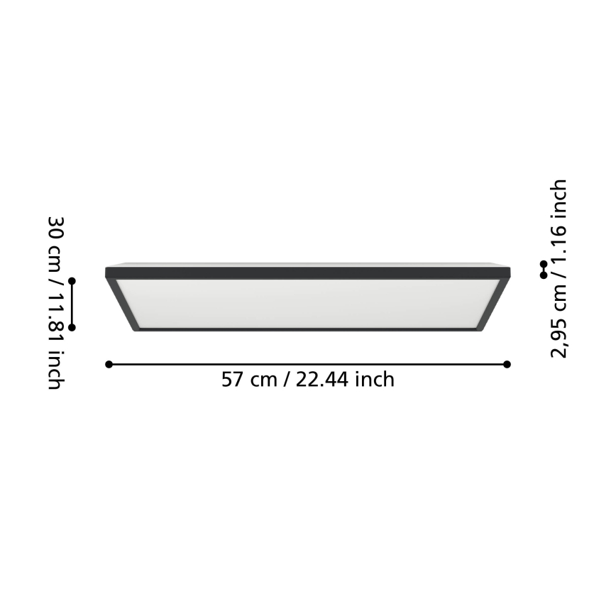 Eglo - Світлодіодний стельовий світильник для ванної кімнати LED/17,2W/230V 2700/4000/6500K 30x57 см IP44 чорний