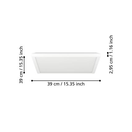 Eglo - Светодиодный потолочный светильник для ванной комнаты LED/17,6W/230V 2700K/4000K/6500K 39x39 см IP44 белый