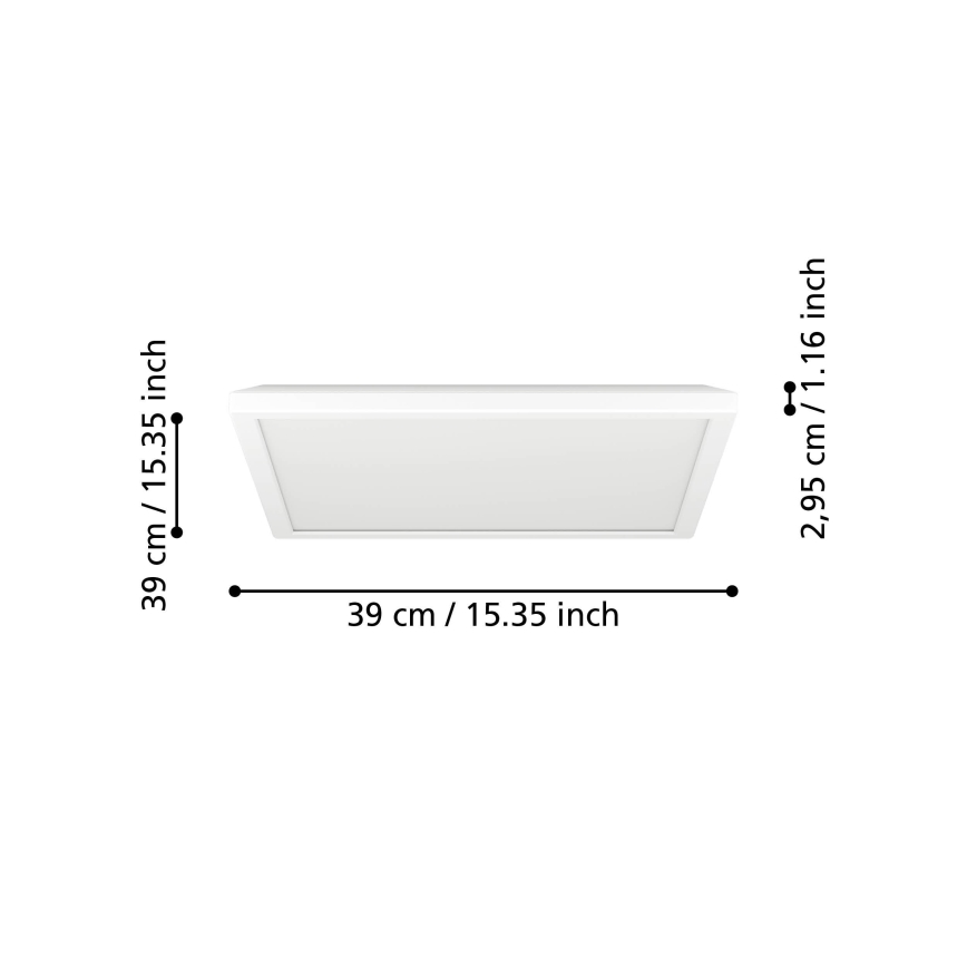 Eglo - Светодиодный потолочный светильник для ванной комнаты LED/17,6W/230V 2700K/4000K/6500K 39x39 см IP44 белый