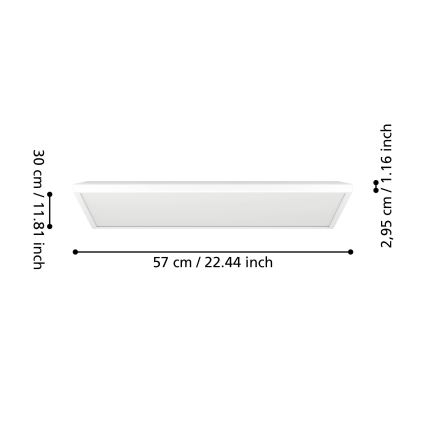 Eglo - Світлодіодний стельовий світильник для ванної кімнати LED/17,2W/230V 2700/4000/6500K 30x57 см IP44 білий