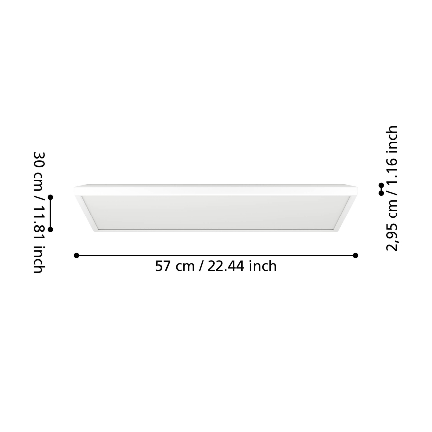 Eglo - Світлодіодний стельовий світильник для ванної кімнати LED/17,2W/230V 2700/4000/6500K 30x57 см IP44 білий