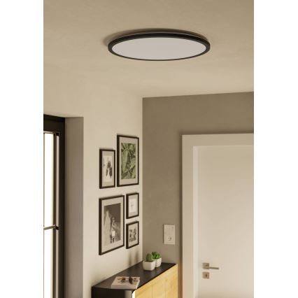 Eglo - Стельовий LED світильник для ванної з регулюванням яскравості LED/16,8W/230V 2700-6500K діаметр 50 см IP44 чорний + пульт дистанційного керування