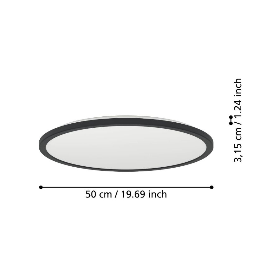 Eglo - Стельовий LED світильник для ванної з регулюванням яскравості LED/16,8W/230V 2700-6500K діаметр 50 см IP44 чорний + пульт дистанційного керування