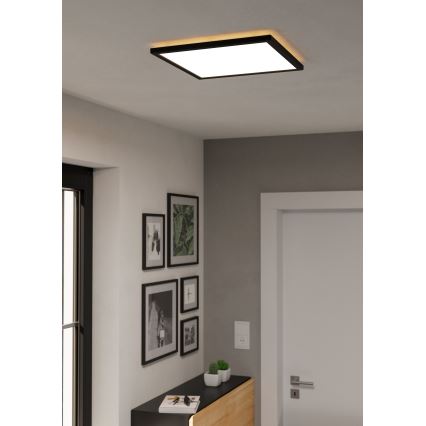 Eglo - Стельовий LED світильник для ванної з регулюванням яскравості LED/17,6W/230V 2700-6500K 39x39 см IP44 чорний + пульт дистанційного керування