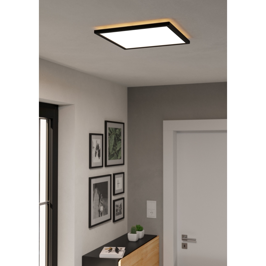 Eglo - Стельовий LED світильник для ванної з регулюванням яскравості LED/17,6W/230V 2700-6500K 39x39 см IP44 чорний + пульт дистанційного керування