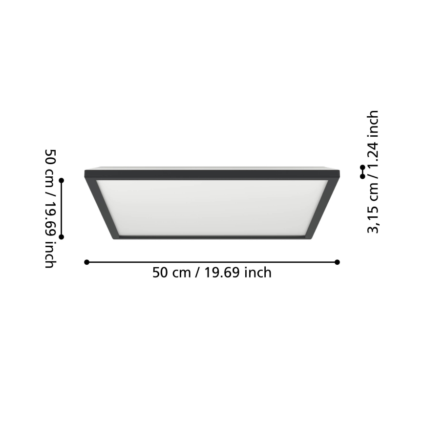 Eglo 901457 - Стельовий LED світильник для ванної з регулюванням яскравості LED/17W/230V 2700-6500K 50x50 см IP44 чорний + пульт дистанційного керування